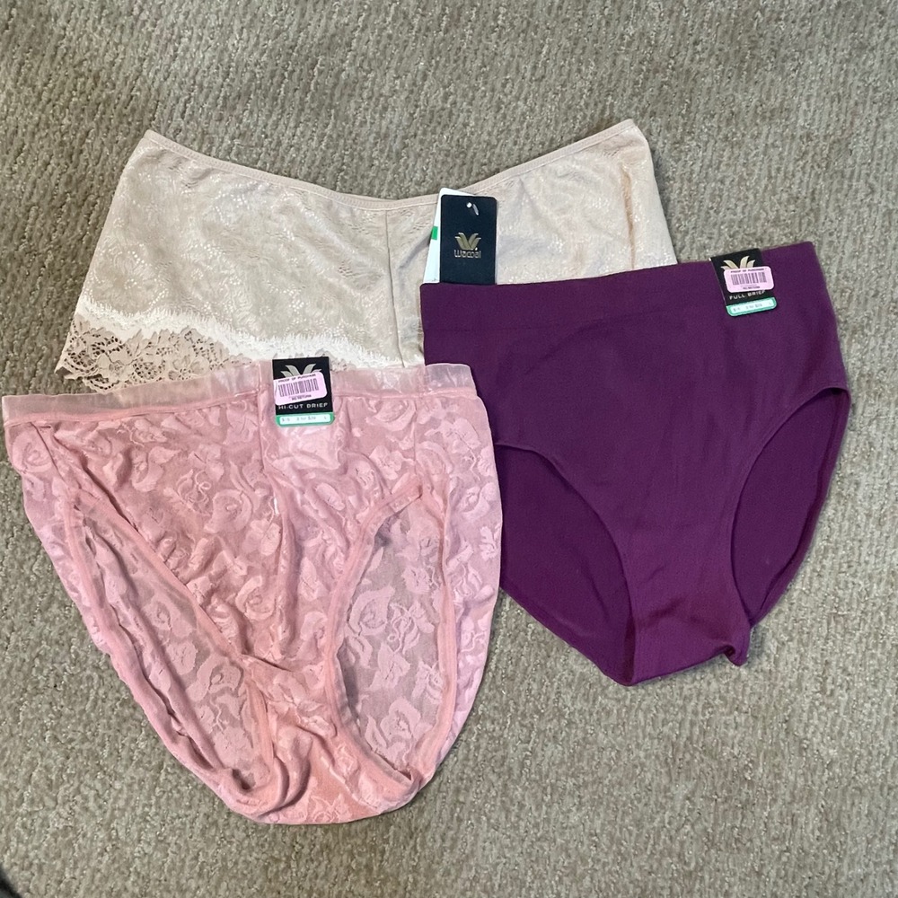Wacoal Panties L Multi Lace Hi-Cut Brief Full Brief 3 Lot Feminine Cottagecore